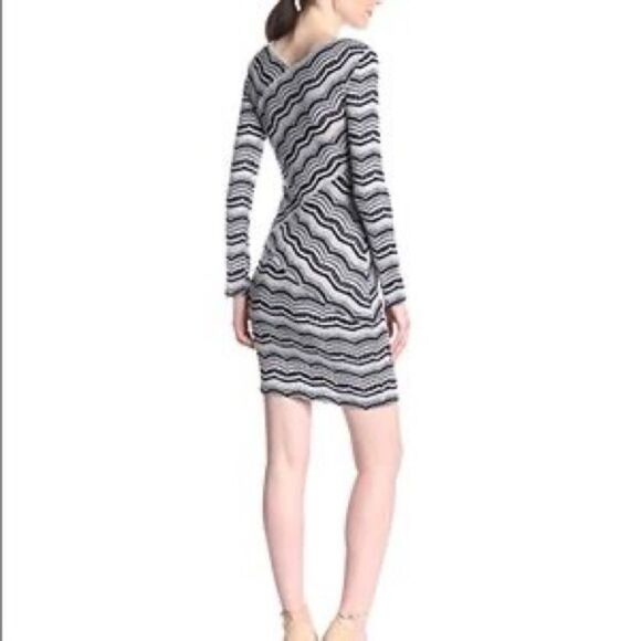 BCBGMAXAZRIA Black White Melysa Bodycon Knit Mini Dress Sz XS - Picture 2 of 10